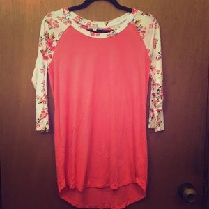 ModCloth Floral Sleeves Baseball Tee Tunic
